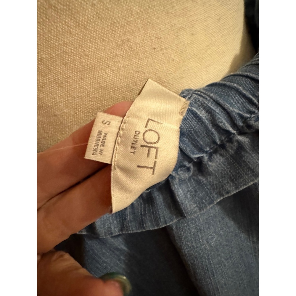 Loft Outlet Blue Chambray Paperbag Waist Skirt Small NWOT - Picture 3 of 5